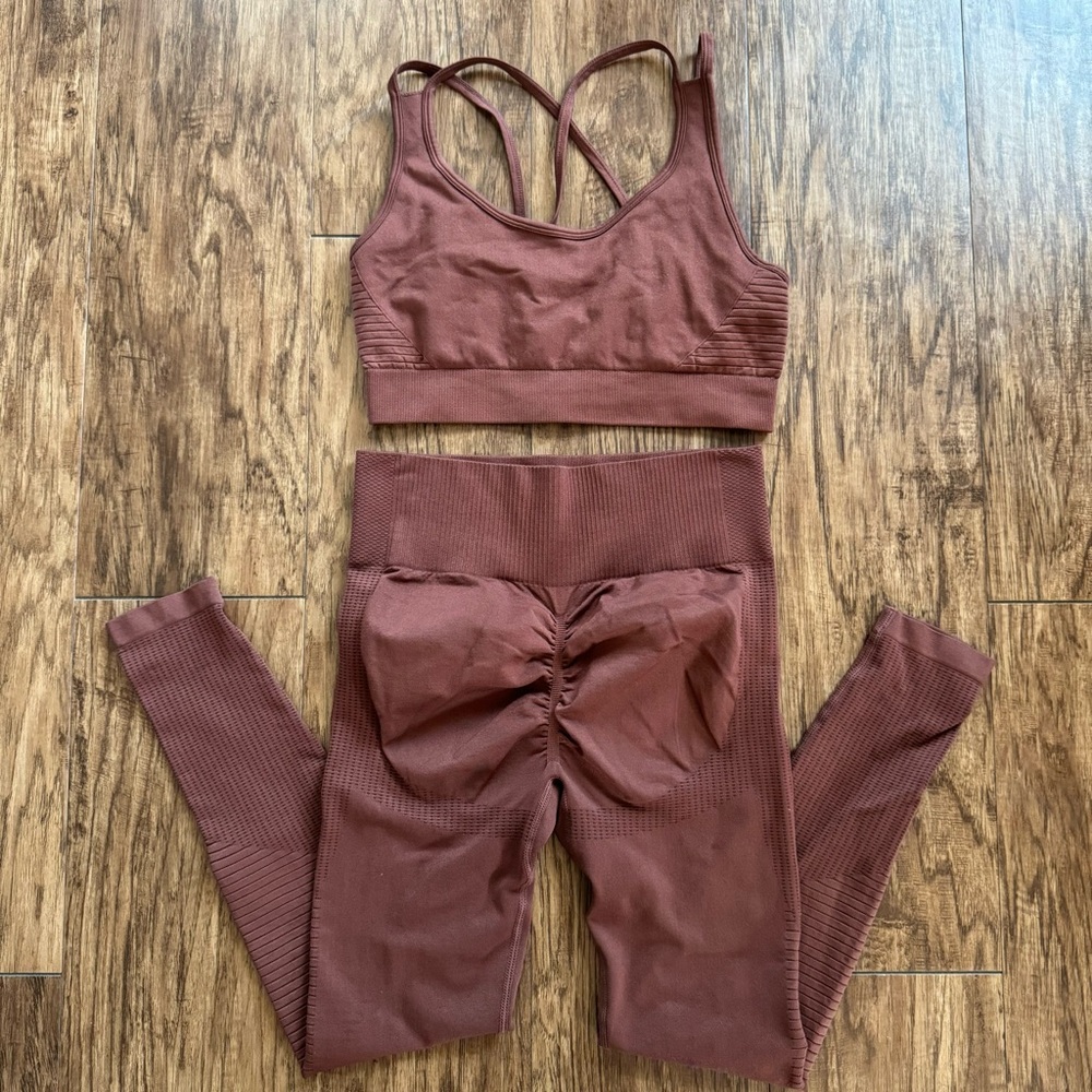 Perfect Brown Workout Set with Support Fabric